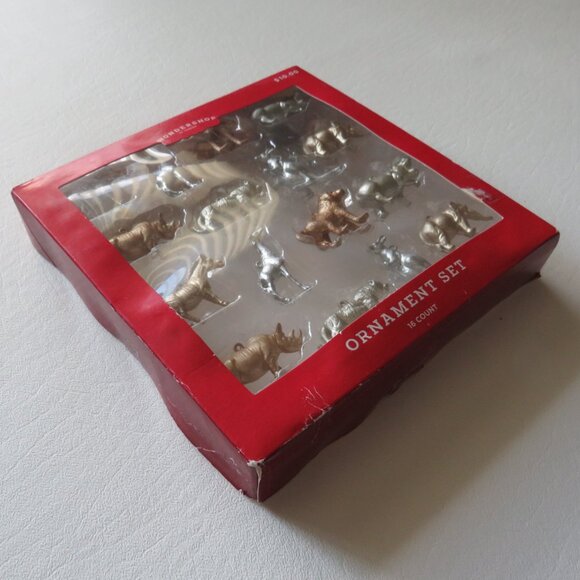 Wondershop 16 mini jungle metallic silver & gold animals Christmas ornaments - Picture 2 of 8